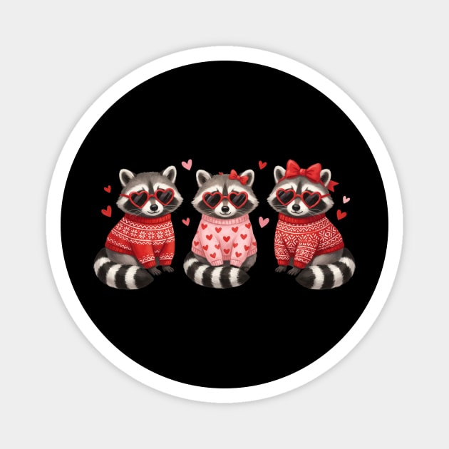 Three Raccoons Heart Sunglasses Valentine's Day Lover Magnet by ArtistTee ⭐⭐⭐⭐⭐